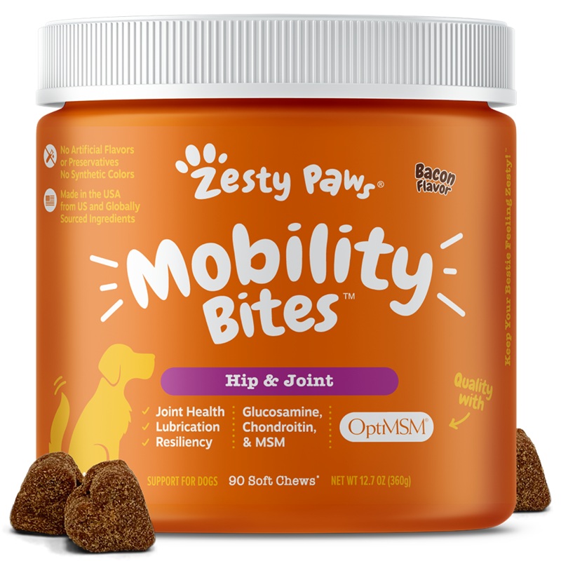 Zesty Paws Dog Mobility Bites Hip & Joint Bacon 90soft chews