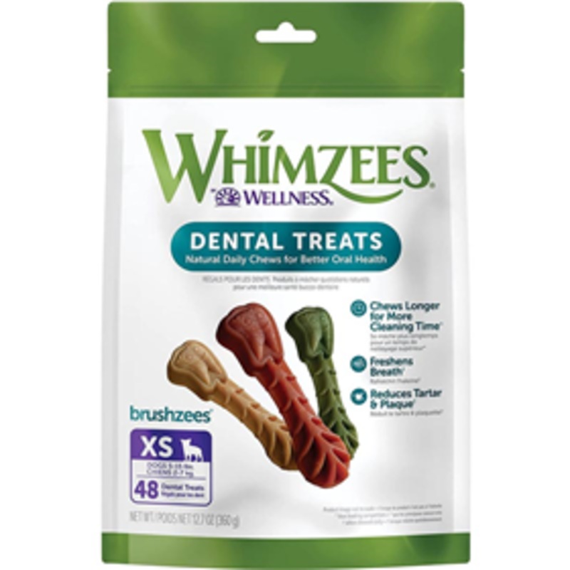 Whimzees Toothbrush Dental Dog Treats Extra Small 48 ct