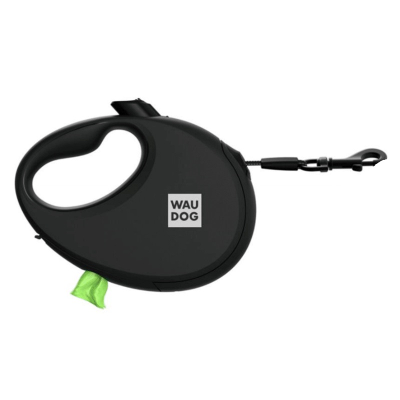 Waudog R-Leash Retractable Leash with Reflective Tape and Built-In Waste Bag Container 5m 40kg