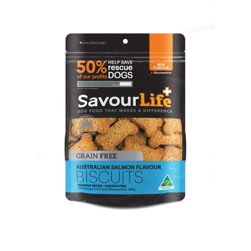 SavourLife Dog Treat Australian Salmon Flavour Grain Free Biscuits 425g