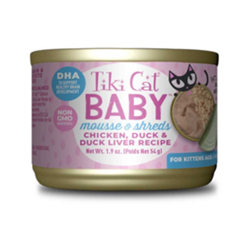 Tiki Cat Baby Mousse & Shreds Chicken, Duck, and Duck Liver 1.9oz 3 pack