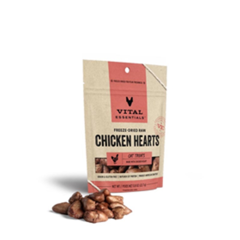 Vital Essentials Freeze-Dried Raw Chicken Hearts Cat Treats 0.8 oz.