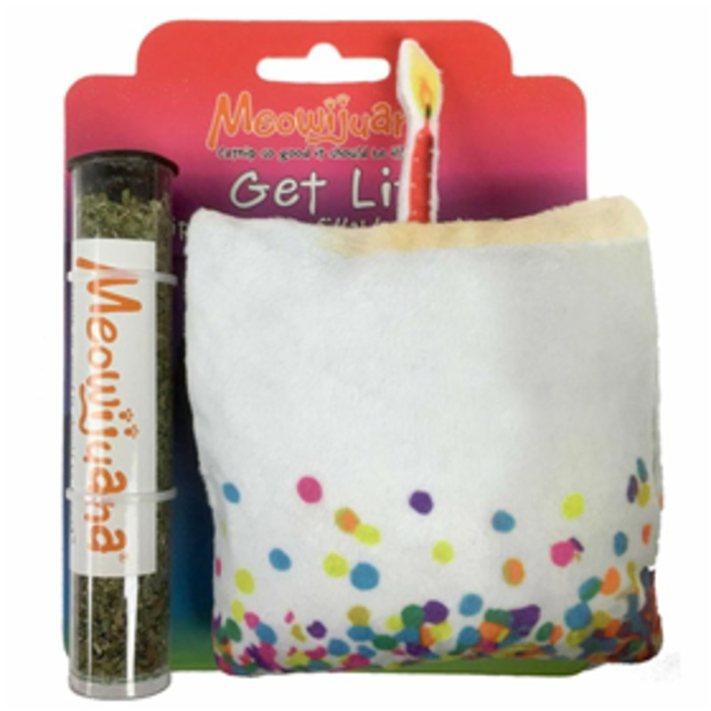 Meowijuana Get Lit Catnip Birthday Cake Refillable Catnip Toy