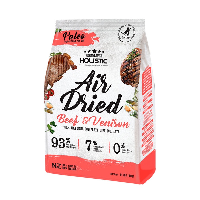 Absolute Holistic Air Dried Cat Food – Beef & Venison 500g