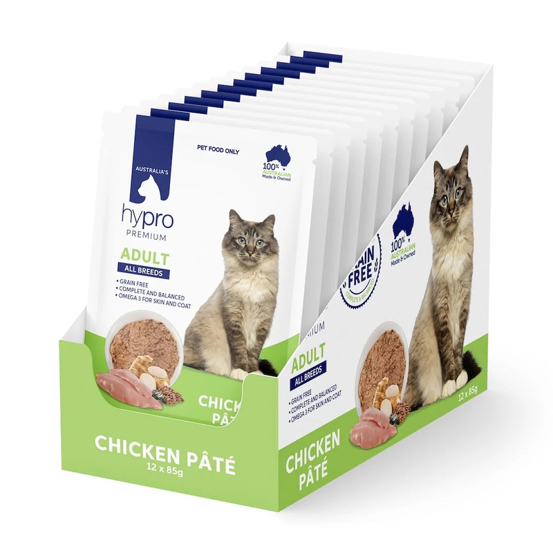 Hypro Premium Grain Free Chicken Pat for Adult Cats 85g x 12