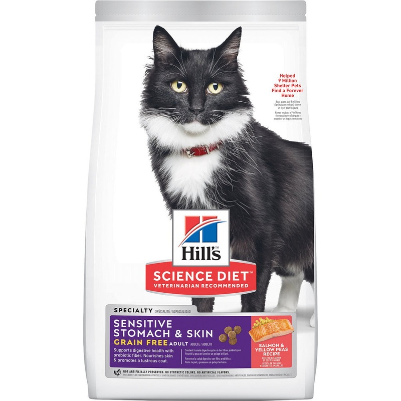 Hill’s Science Diet Adult Sensitive Stomach & Skin Grain Free Tender Salmon & Yellow Pea Dry Cat Food
