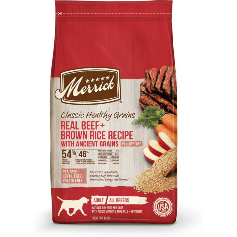 Merrick Healthy Grains Premium Adult Dry Dog Food, Wholesome And Natural Kibble With Beef And Brown Rice