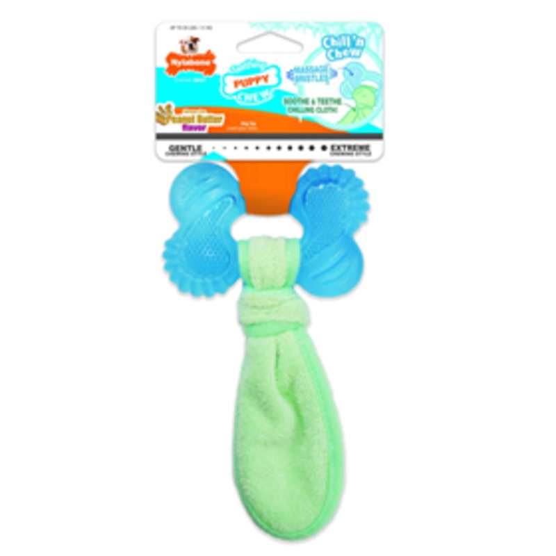 Nylabone Teething Puppy Chew Chill’n Chew Freezer Dog Bone Peanut Butter Flavor