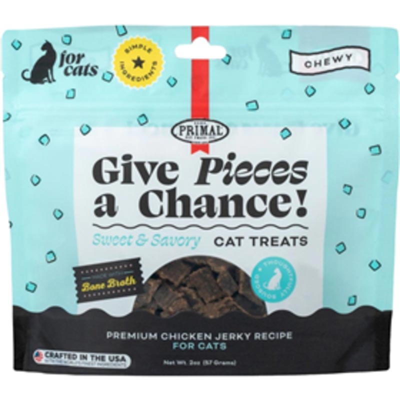Primal Give Pieces a Chance Chicken Jerky Treats for Cats 2 oz.