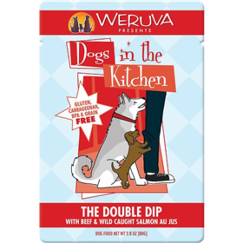 WERUVA Dogs In The Kitchen Double Dip Beef & Wild Salmon Pouch 2.8oz