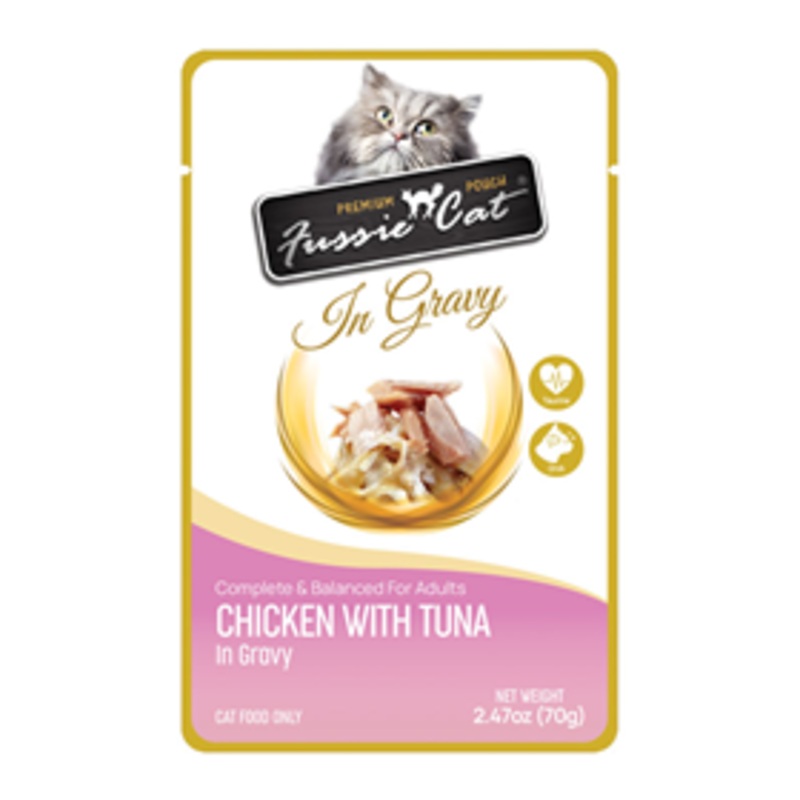 Fussie Cat Premium Pouches Chicken with Tuna in Gravy 2.47oz