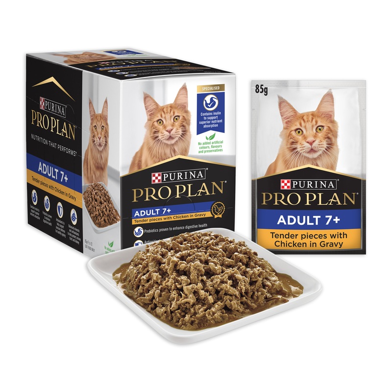Pro Plan Chicken Senior 7+ Wet Cat Food Pouches 85g x 12