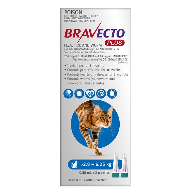 Bravecto Plus Medium Cats 2.8-6.25kg