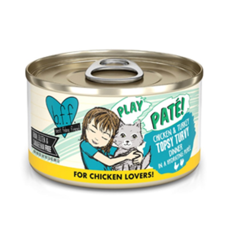 WERUVA b.f.f. Play Pate! Chicken & Turkey Topsy Turvy Dinner in a Hydrating Puree 2.8 oz.