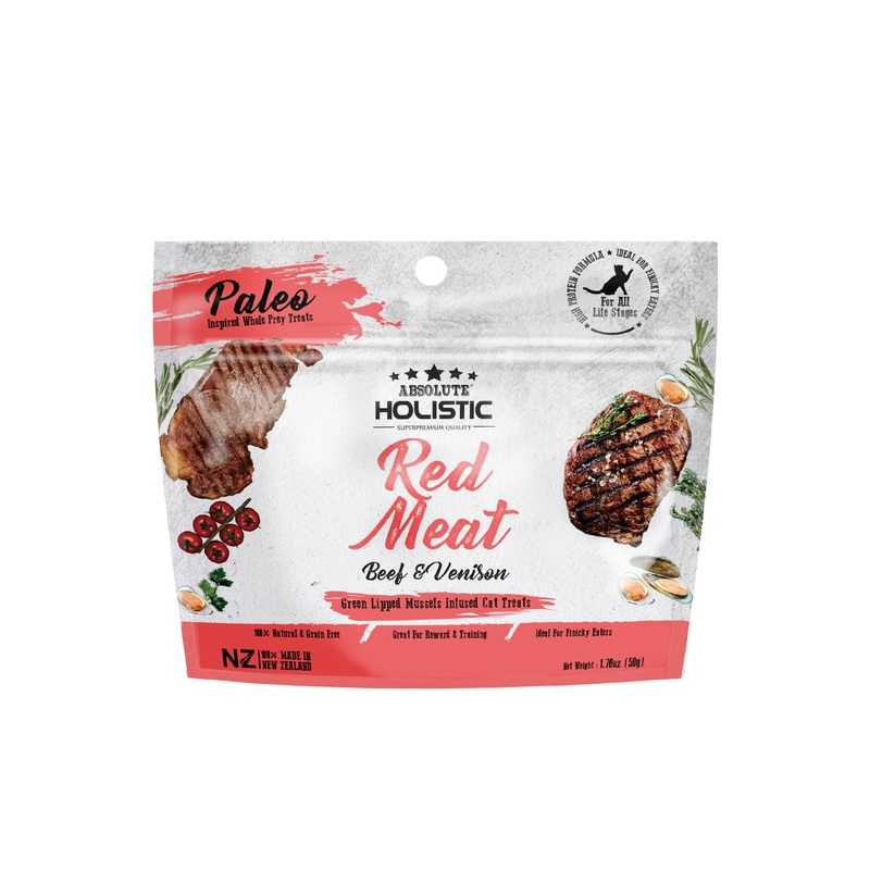 Absolute Holistic Air Dried Cat Treats Red Meat Beef & Venison 50g