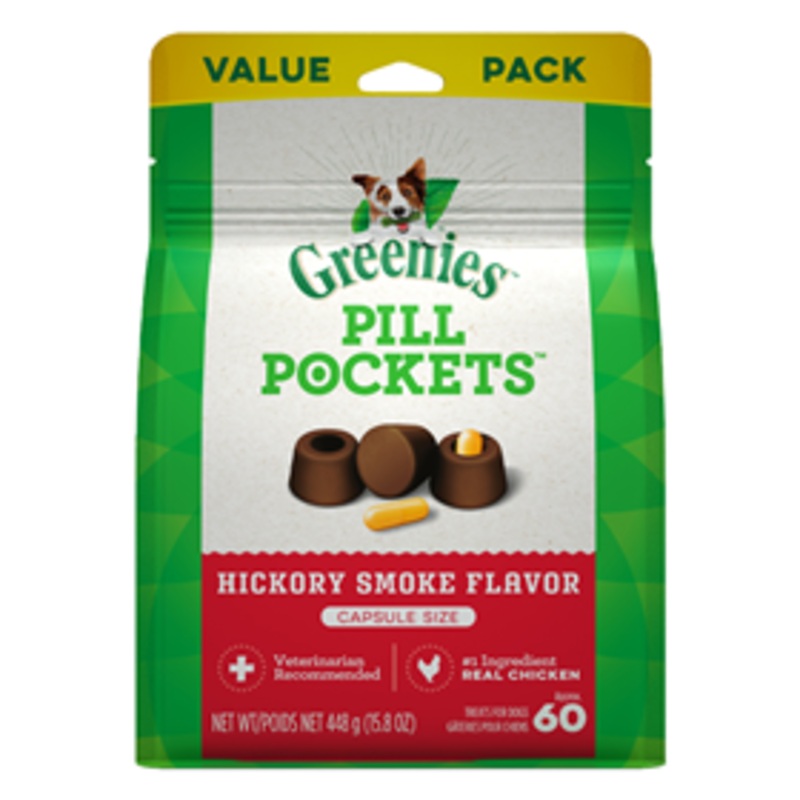 Greenies Pill Pockets for Dogs Hickory Smoke Flavor Capsule Size 60 ct
