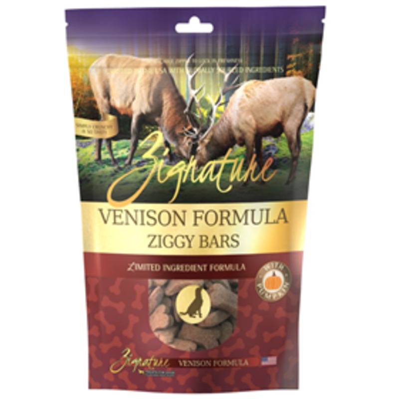 Zignature Venison Formula Ziggy Bars Treat for Dogs 12 oz.