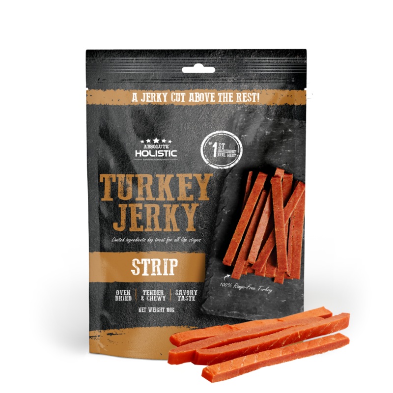Absolute Holistic Dog Treats Turkey Jerky Strip 100g