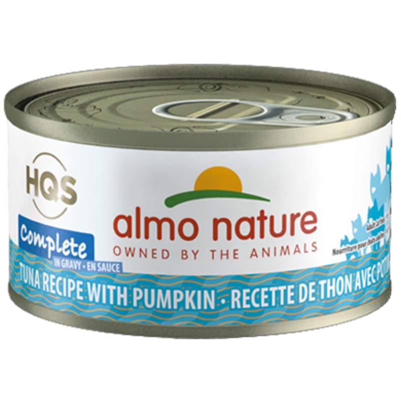 Almo Nature HQS Complete Tuna Recipe With Pumpkin In Gravy Canned Cat Food: 2.47- Oz Cans, Case of 24