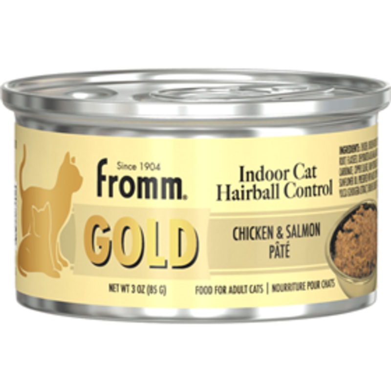 Fromm Gold Indoor Hairball Control Chicken & Salmon Pate Food for Cats 3 oz.