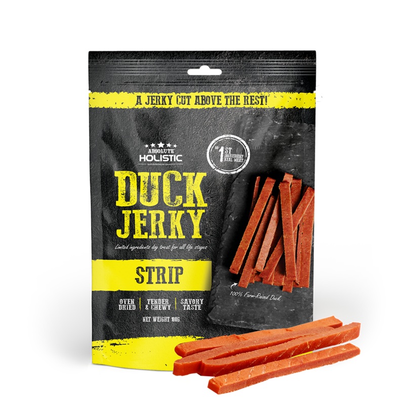 Absolute Holistic Dog Treats Duck Jerky Strip 100g