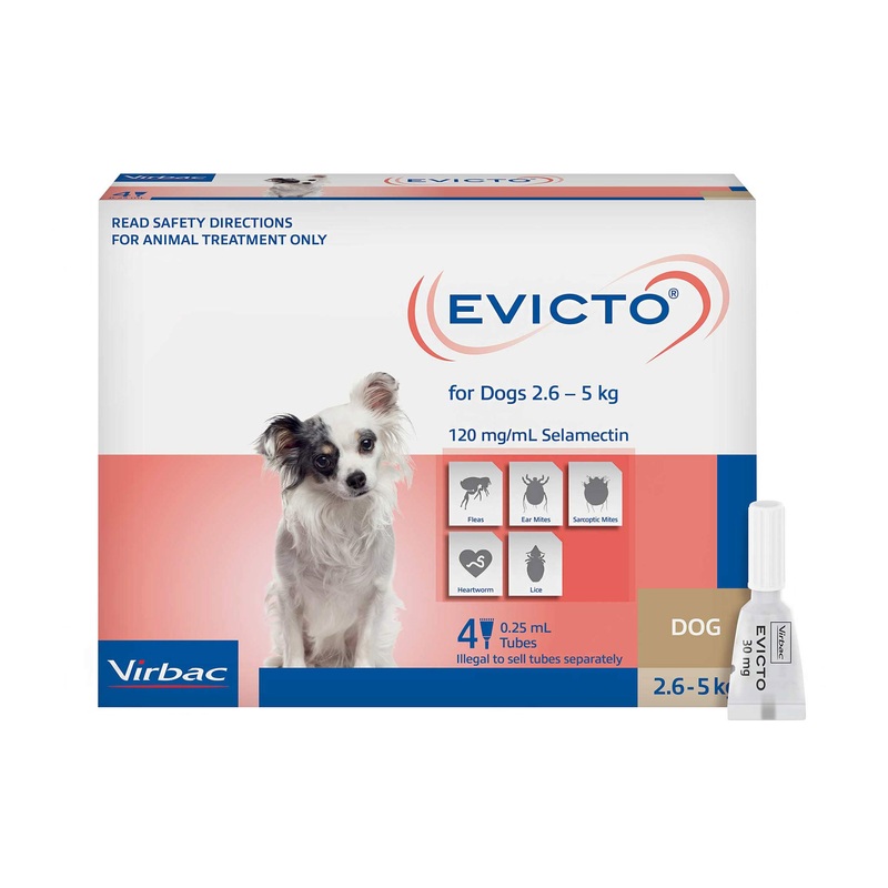 EVICTO Spot-on for Very Small Dogs 2.6kg-5kg 4’s