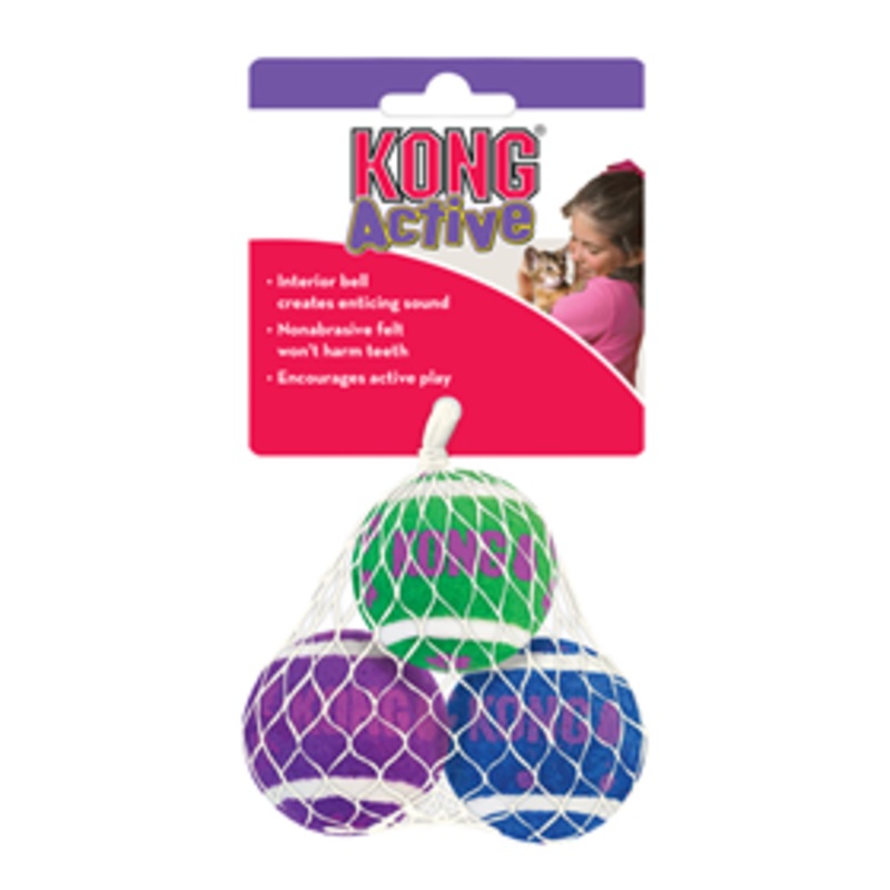 KONG Active Tennis Balls with Bells for Cats