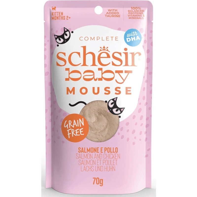 Schesir Cat Baby Kitten Salmon & Chicken Mousse Pouch 70gr