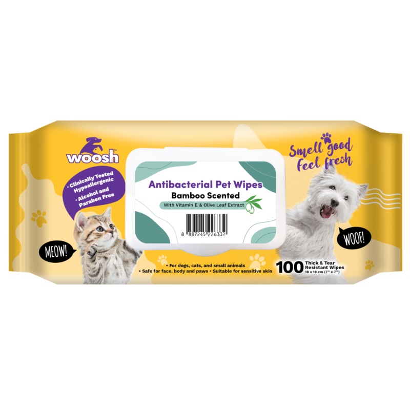 Woosh Pet Wipes Antibacterial – Bamboo 100sheets