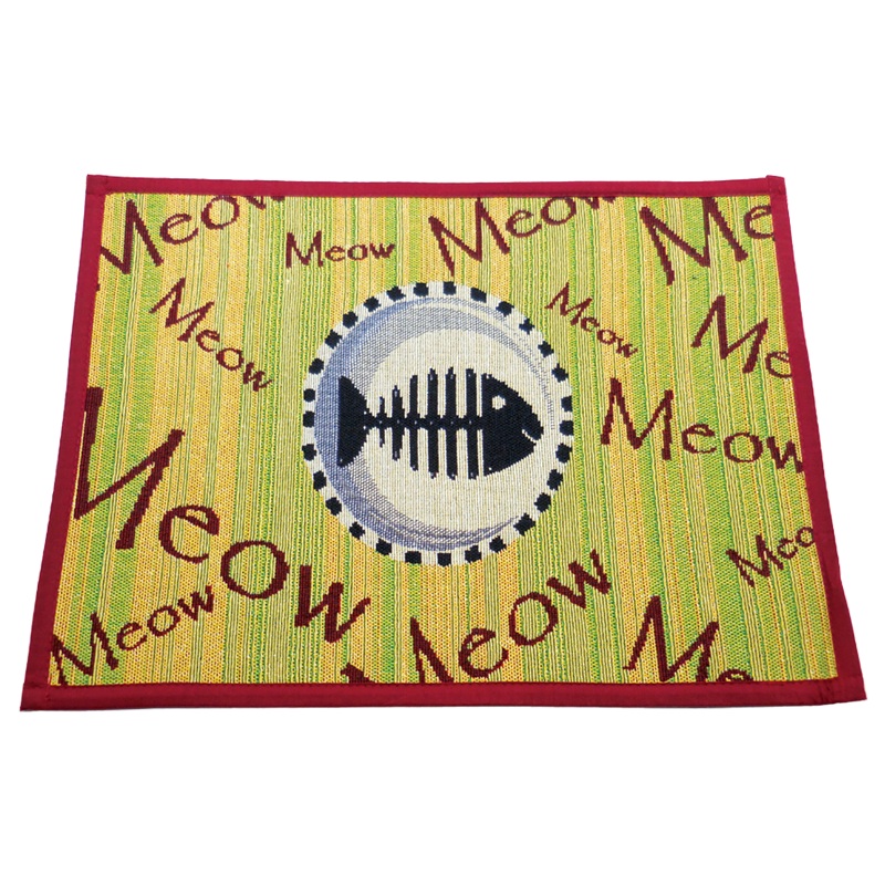 Arlee Pet Products Meow Meow Tapestry Bowl Mat
