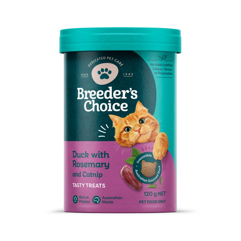 Breeder’s Choice Cat Treats Duck with Rosemary & Catnip 120g