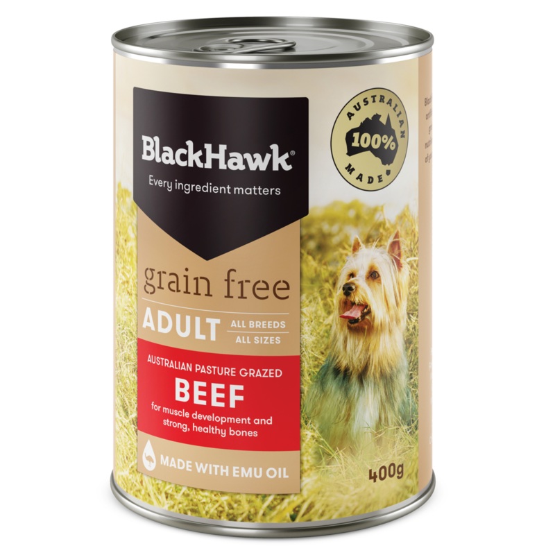 Black Hawk Grain Free Adult Beef Wet Dog Food 400g x 12