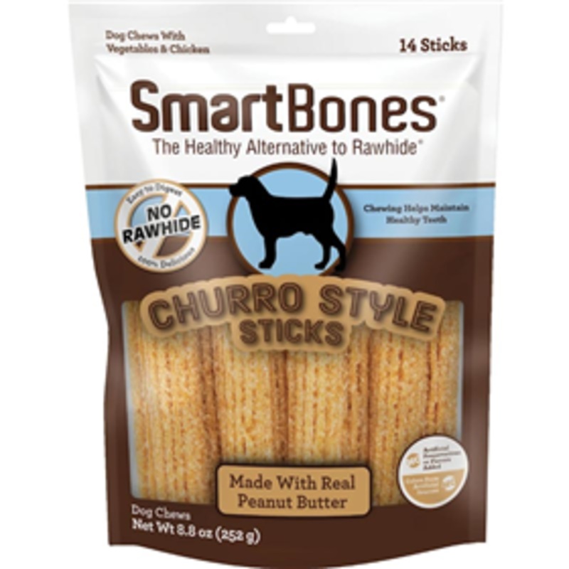 SmartBones Churro Style Sticks Peanut Butter Flavor Dog Treats 14 count