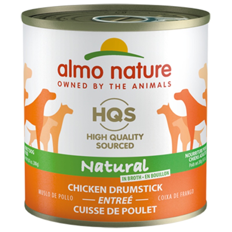 Almo Nature HQS Natural Chicken Drumstick Entree Canned Dog Food: 9.87- Oz Cans, Case of 12