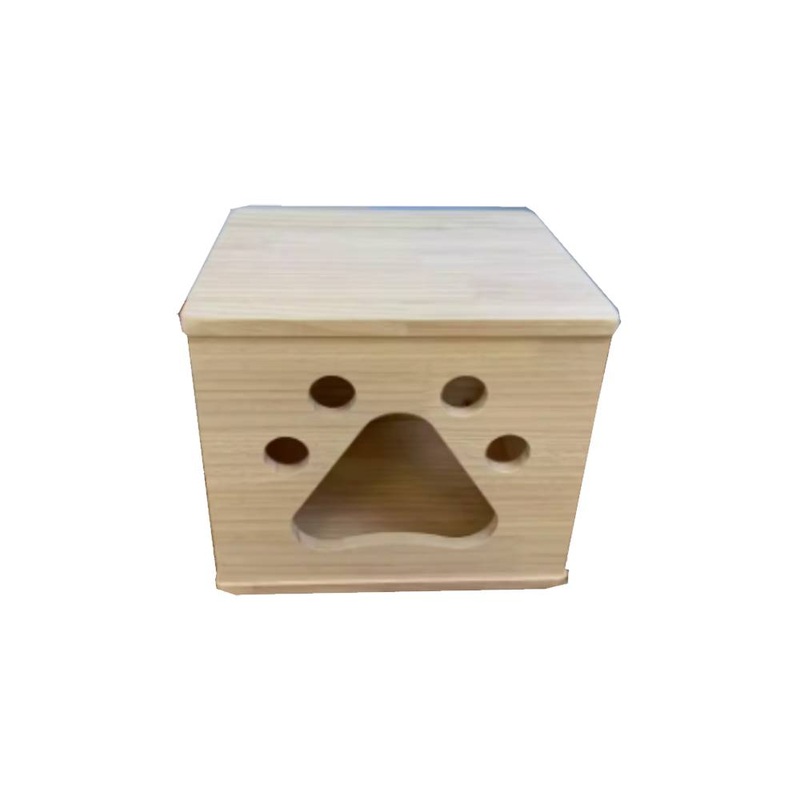 Solid Wood Pet House – Paw Print S (L35cm x B30cm x H30cm)
