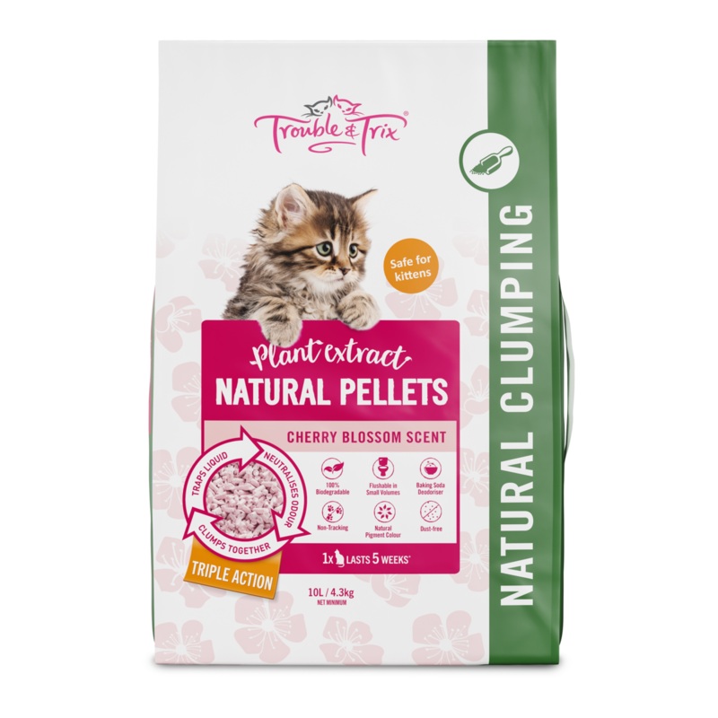 Trouble and Trix Plant Cherry Blossom Extract Natural Cat Litter 10L