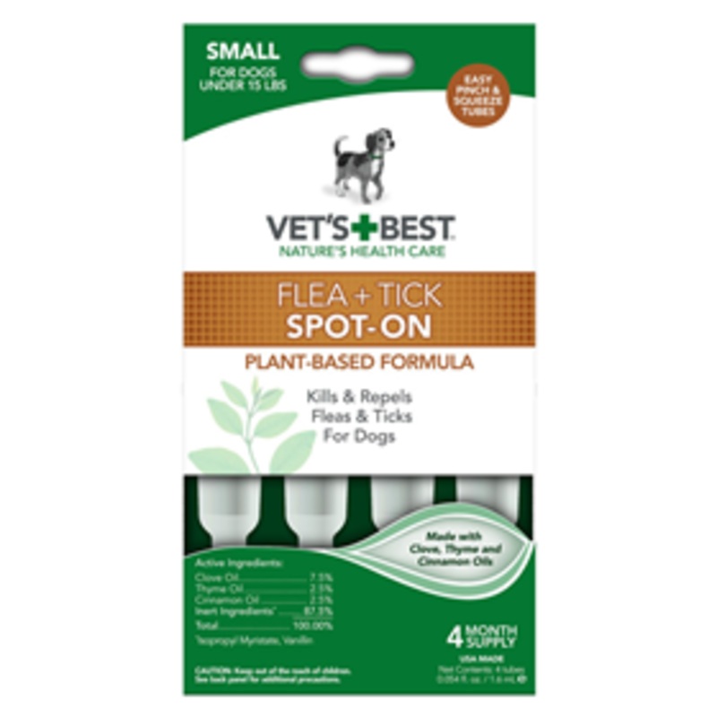 Vets + Best Flea & Tick Spot-On Drops Small For Dogs under 15 lbs 4 ct