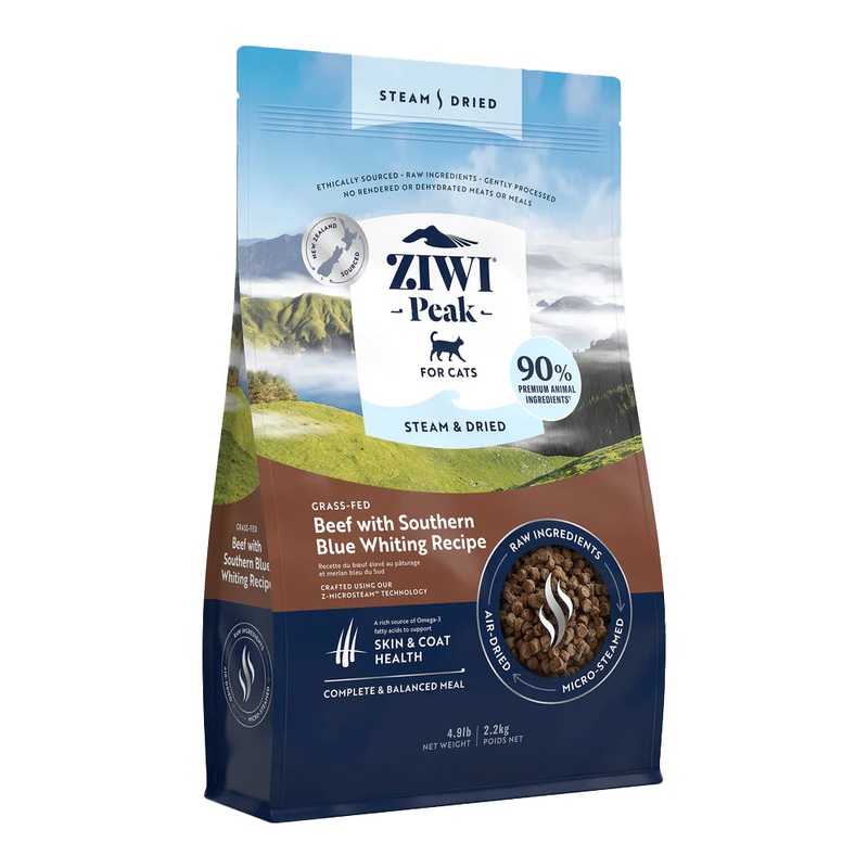 Ziwi Peak Steam & Dried Beef with Southern Blue Whiting Dry Cat Food