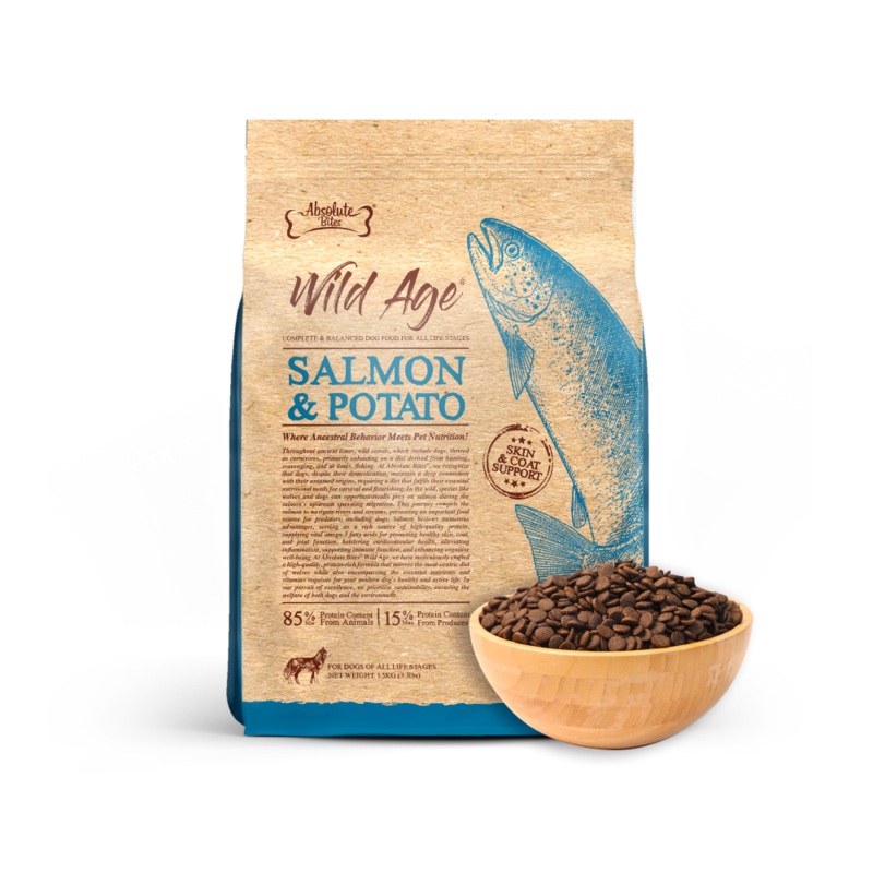 Absolute Bites Wild Age Dog Salmon & Potato Complete & Balanced For All Life Stages 3.3lbs