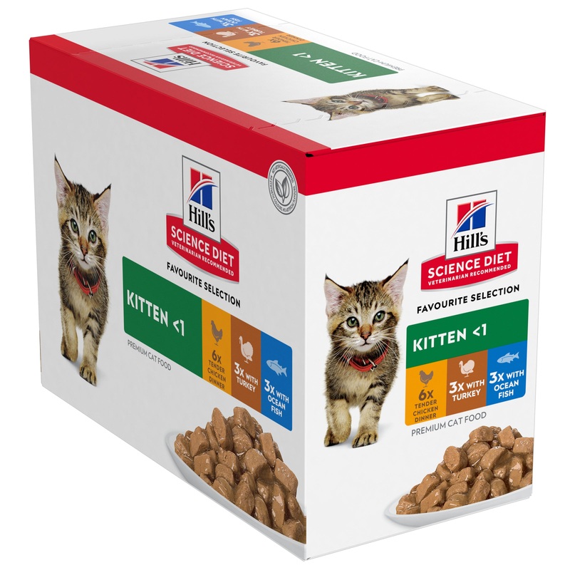 Hill’s Science Diet Kitten Favorite Selection Variety Pouches Wet Cat Food 85g x 12