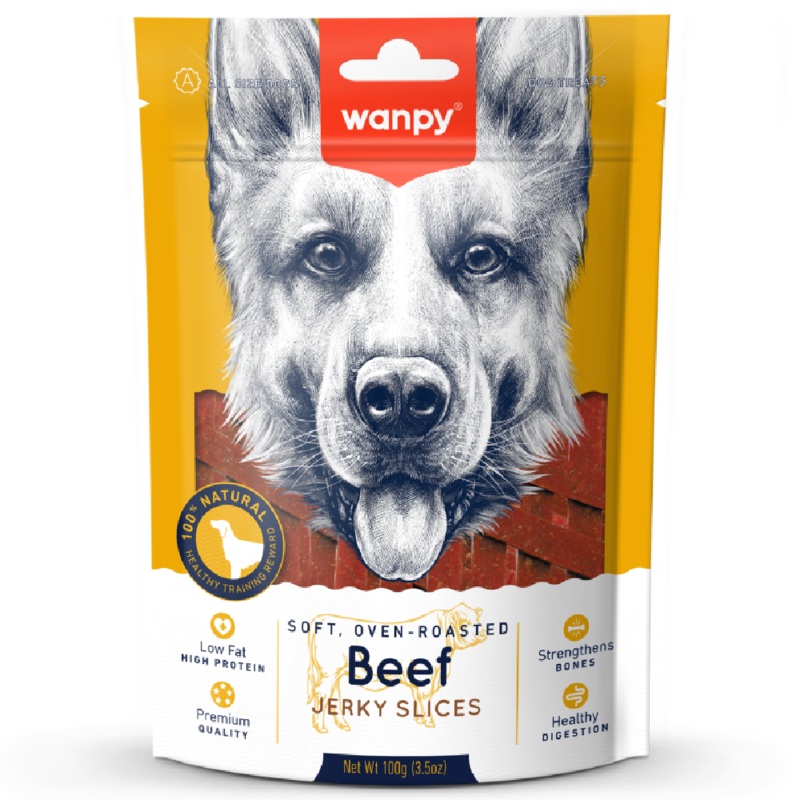 Wanpy Dog Soft Oven-Roasted Beef Jerky Slices 100g