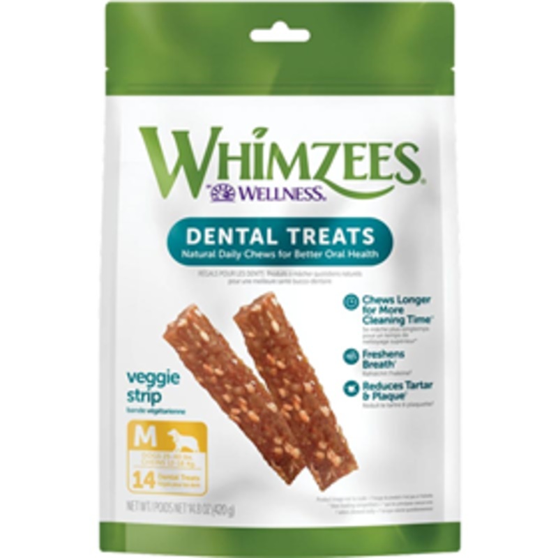 Whimzees Veggie Strip Dog Treats Medium 12 ct