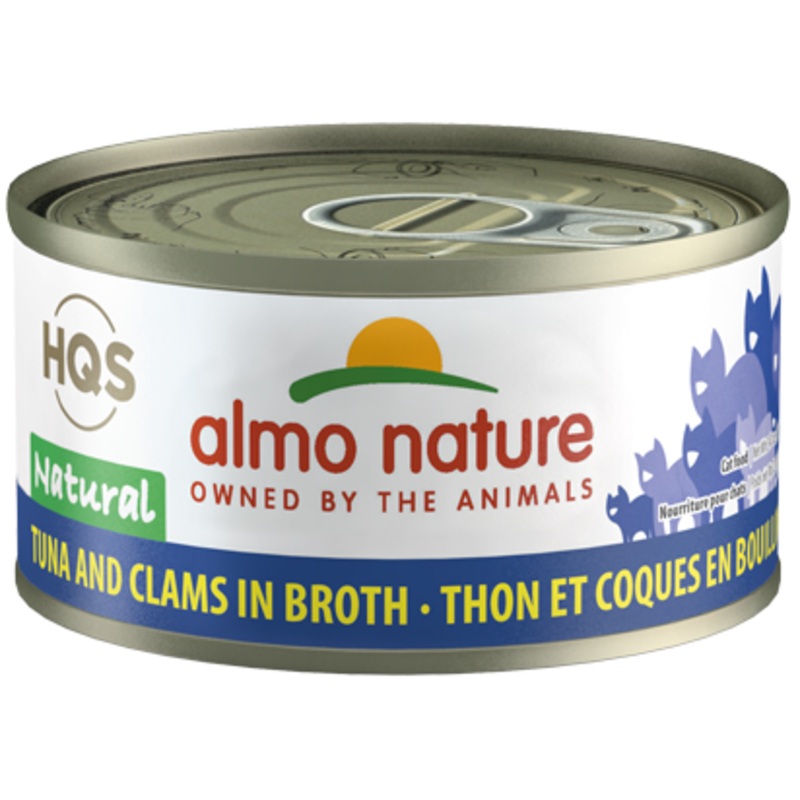 Almo Nature HQS Natural Tuna And Clams In Broth Canned Cat Food: 2.47- Oz Cans, Case of 24