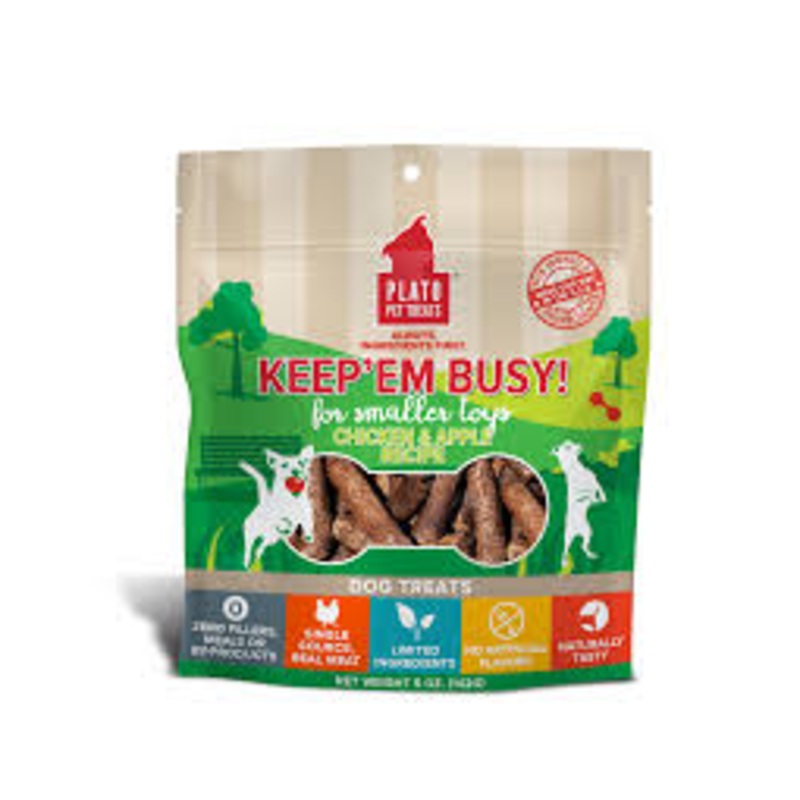 Plato Keep ‘Em Busy Toy Stuffer Chicken And Apple Meat Stick Dog Treat; 5- Oz Bag