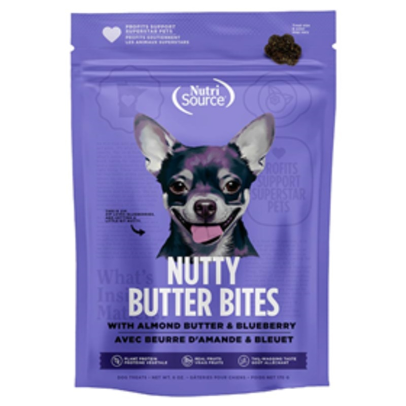 NutriSource Nutty Butter Bites Dog Treats with Almond Butter & Blueberry 6 oz