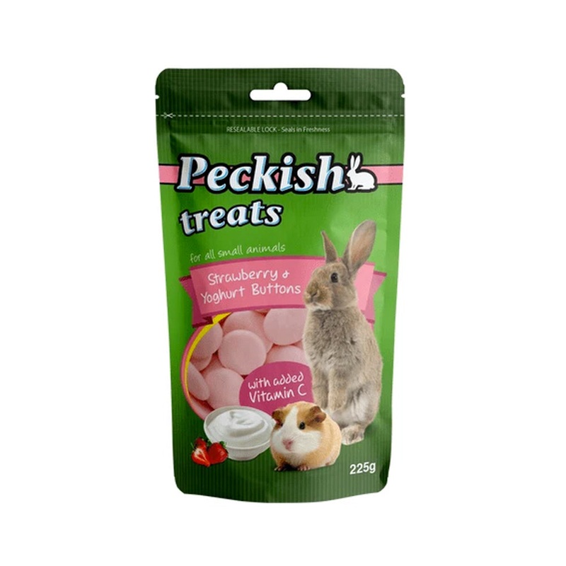 Peckish Small Animal Treats – Strawberry & Yoghurt Buttons 225g