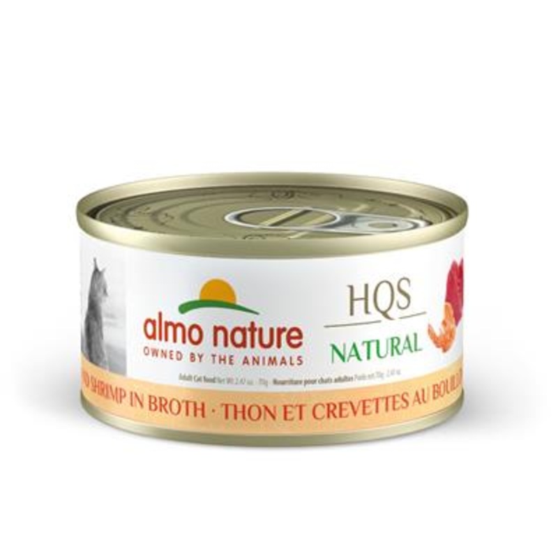 Almo Nature HQS Natural Tuna with Shrimp In Broth Canned Cat Food: 2.47- Oz Cans, Case of 24