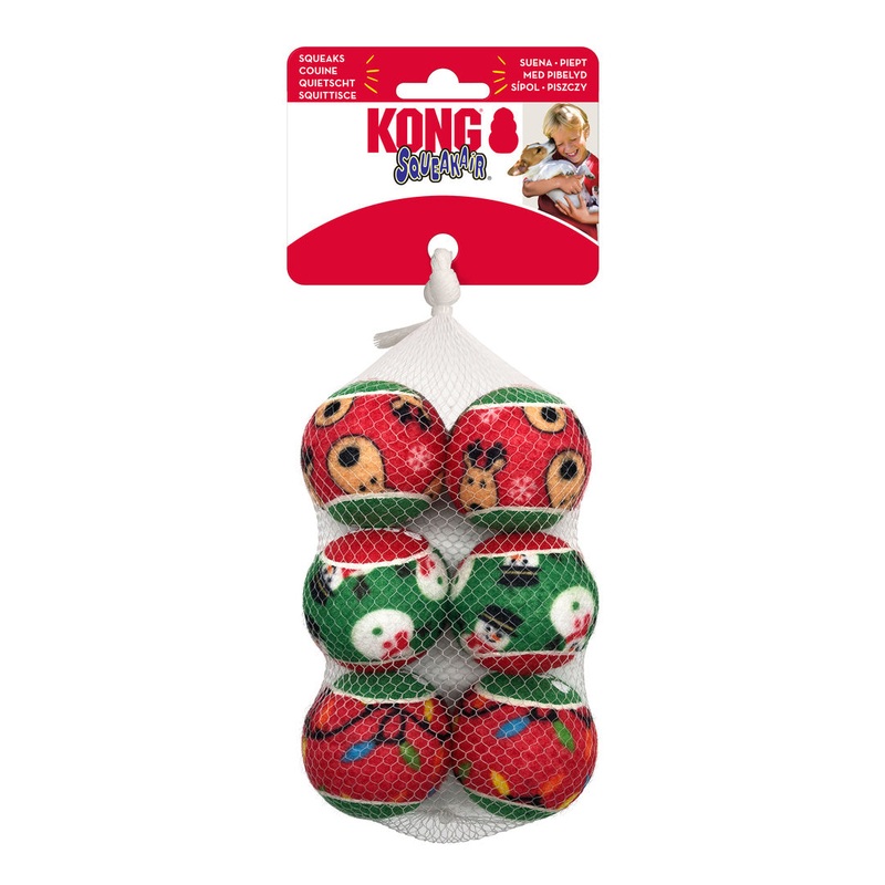 KONG Holiday SqueakAir Balls – 6 Pack