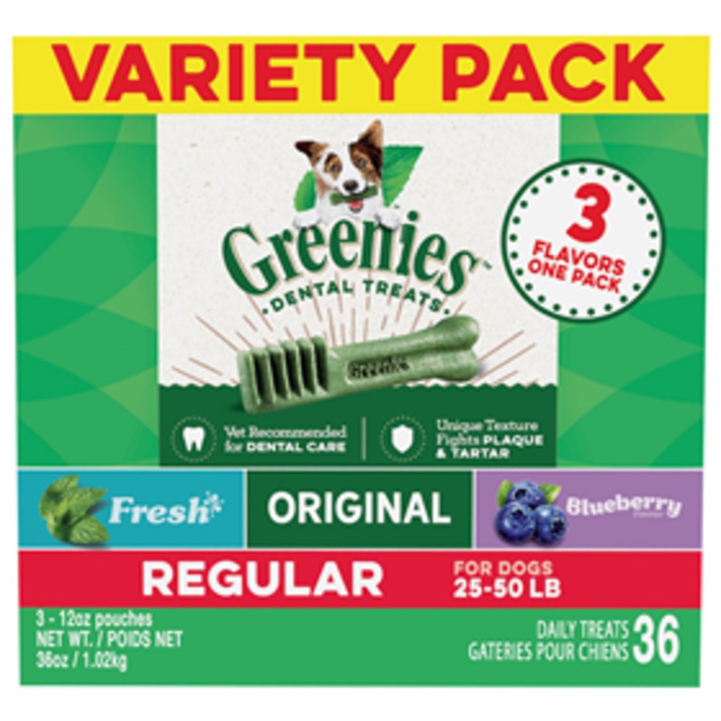 Greenies Variety Pack Regular for Dogs 25-50 lbs. 36 oz.