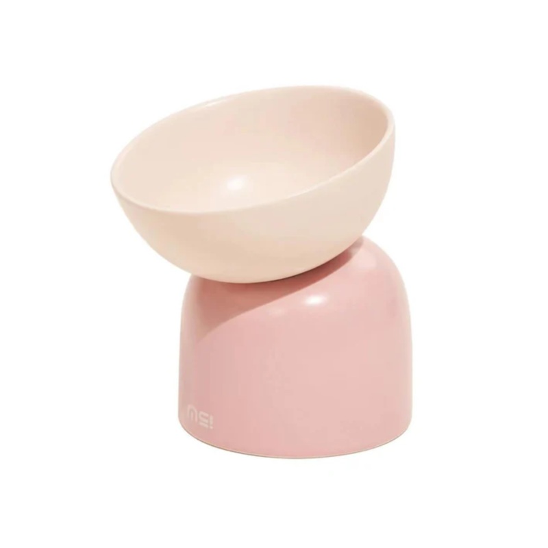 Makesure Sugar Bean Ceramic Double Pet Bowl Pink